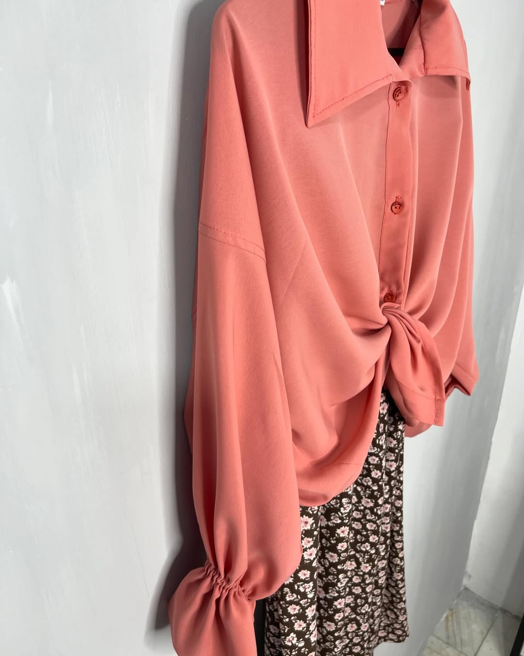 ست شومیز و دامن زنانه گلبهی گل دار تابستانه